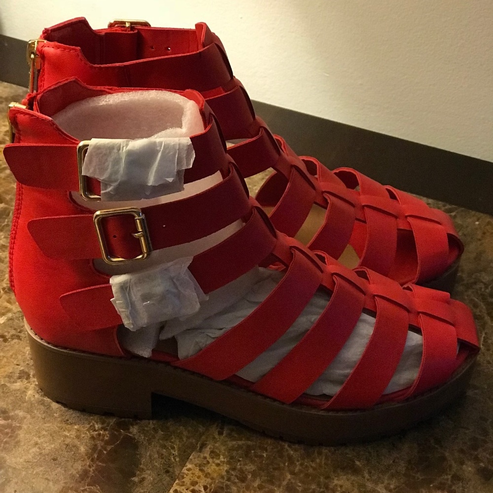 Red Strappy Sandals